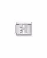 Nomination Charm, Composable Link, Letter H in Silver and Stones