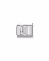 Nomination Charm, Composable Link, Letter N in Silver and Stones
