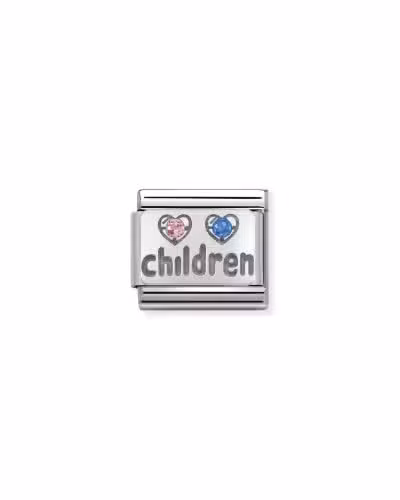 Nomination Charm, Composable Link, Children pink in Silver and Stones