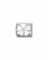 Nomination Charm, Composable Link, White Flower with CZ