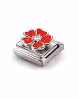 Nomination Charm, Composable Classic Link, Flower Red with stone - Bilde 3