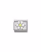 Nomination Charm, Composable Link, Silver Flower, Coloured CZ