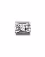 Nomination Charm, Composable Link, Bow with CZ, silver