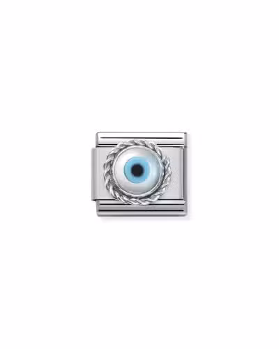 Nomination Charm, Composable Link, Greek Eye, sterling silver