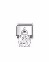 Nomination Charm, Composable Link, Pendant Round Brilliant Cut Stone, White