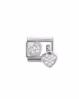 Nomination Charm, Composable Link, CZ Pavé Hearts 1 Pendant