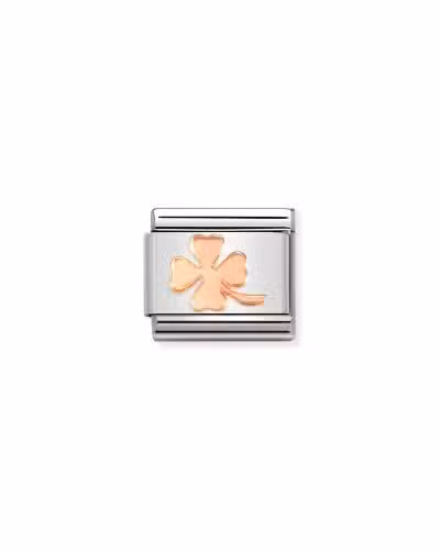 Nomination Charm, Composable Link, rose gold Four-Leaf Clover