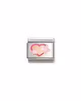 Nomination Charm, Composable Link, Pink Heart with Stars