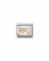 Nomination Charm, Composable Link, I Heart YOU with CZ