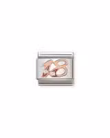 Nomination Charm, Composable Link, Number 18 in Rose Gold and Stone