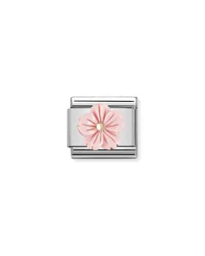 Nomination Charm, Composable Link, Pink Flower in coral paste