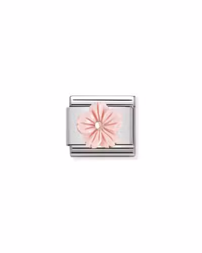 Nomination Charm, Composable Link, Pink Flower in coral paste