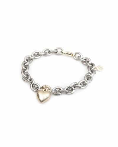 Van Bergen - Golden / Love Heart Armbånd i stål med gult gull