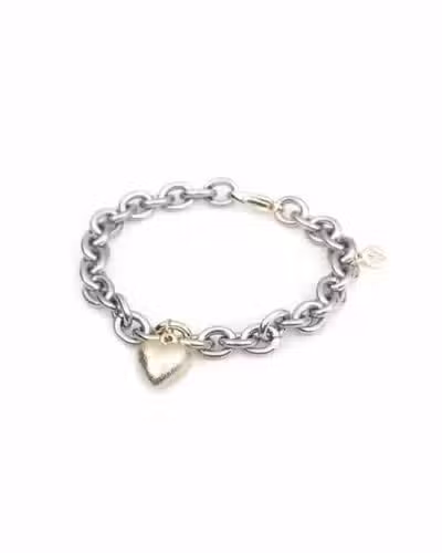 Van Bergen - Golden / Love Heart Armbånd i stål med gult gull