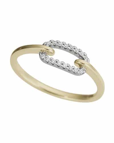 Dame­ring i gult/hvitt gull med diamanter