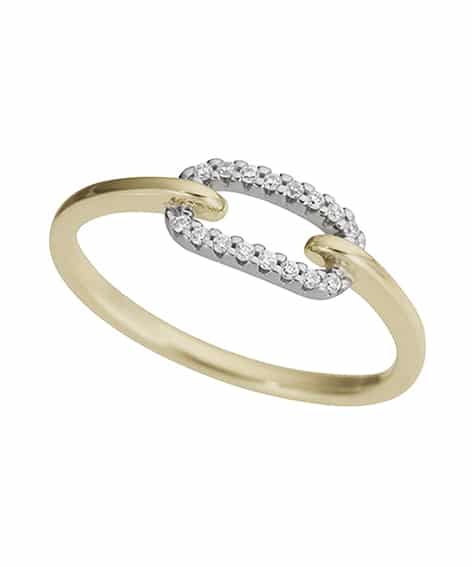 Dame­ring i gult/hvitt gull med diamanter