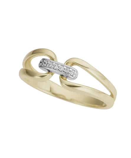 Dame­ring i gult/hvitt gull med diamanter