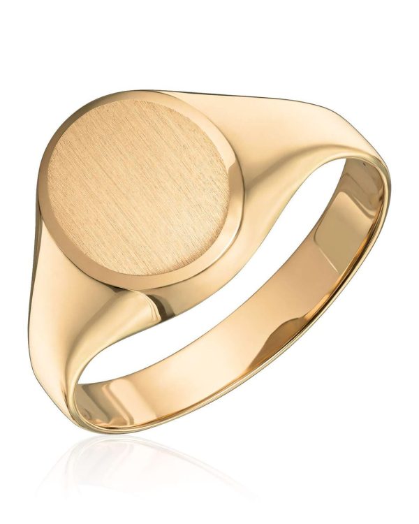 Signet ring med oval topp i 14K gult gull