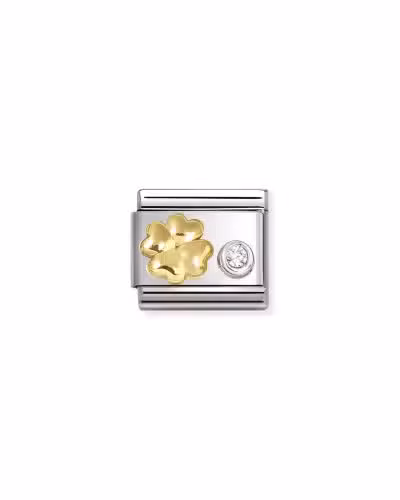 Nomination Charm, Composable Link, 4-Leaf Clover, CZ set in silver
