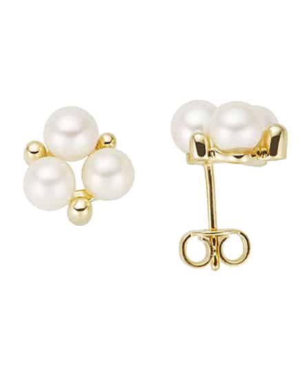 Ørestikker i gult gull med perler