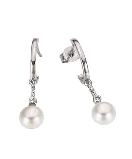 Ørestikker i hvitt gull med diamanter