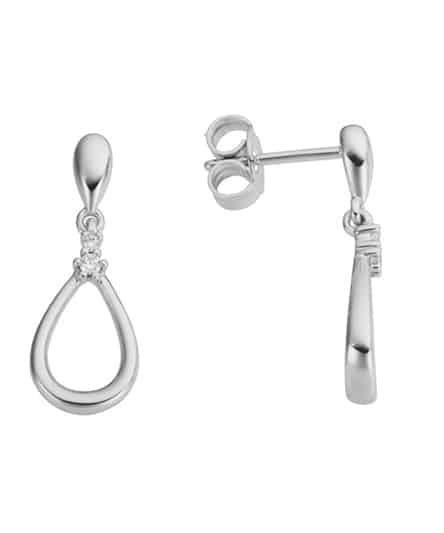 Øredobber med heng i hvitt gull med diamanter