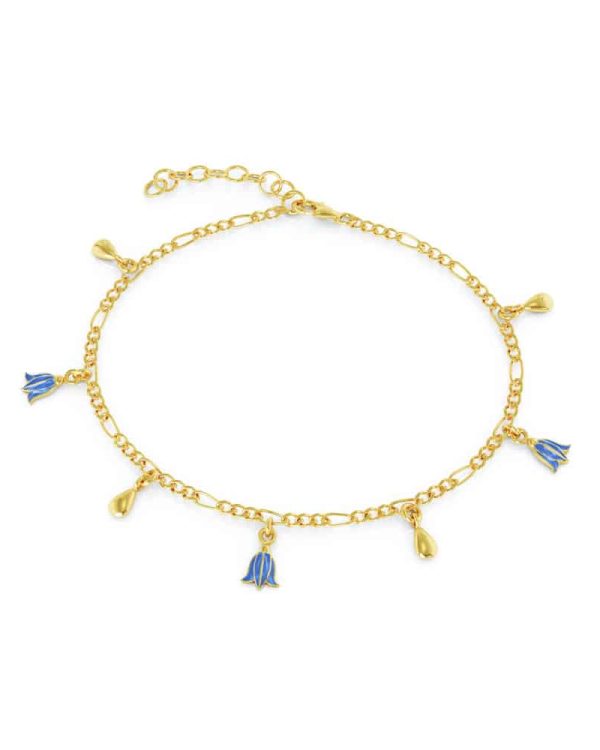 Figaroarmbånd med blå blåklokker og dråper