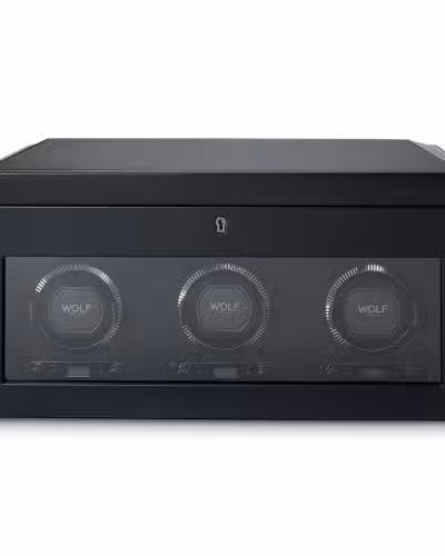 Wolf British Racing Triple Watch Winder with Storage - Black