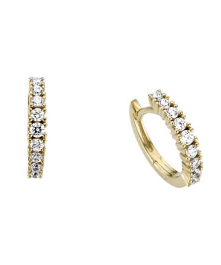 Hengslede øredobber i gult gull med CZ