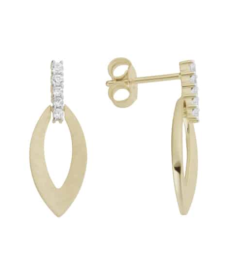 Øredobber med heng i rødt gull med CZ