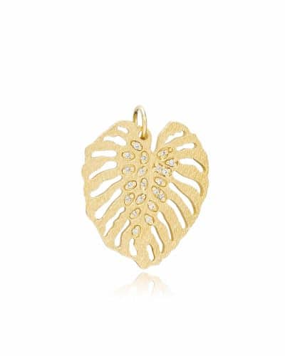 Goldstory Monstera smykke i gult gull med diamanter