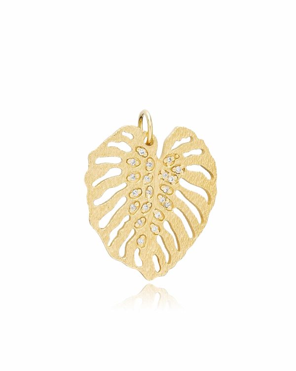 Goldstory Monstera smykke i gult gull med diamanter