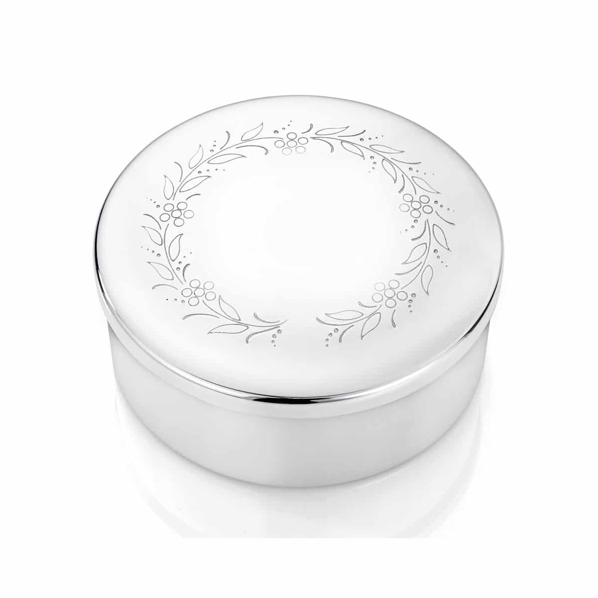 EIK Barn - Smykkeskrin i sølv med blomsterkrans