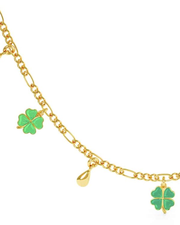 Figarokjede med grønn firkløver og dråper