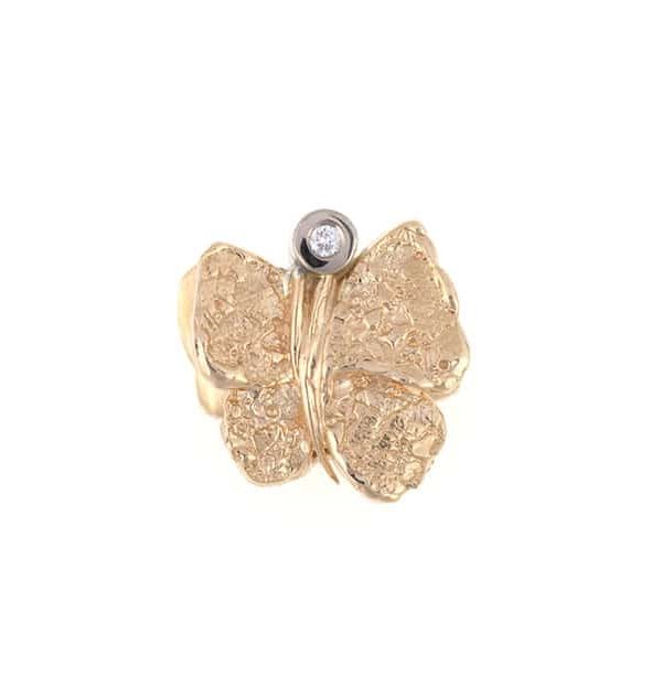 Van Bergen - Butterfly lås i gult gull med diamanter