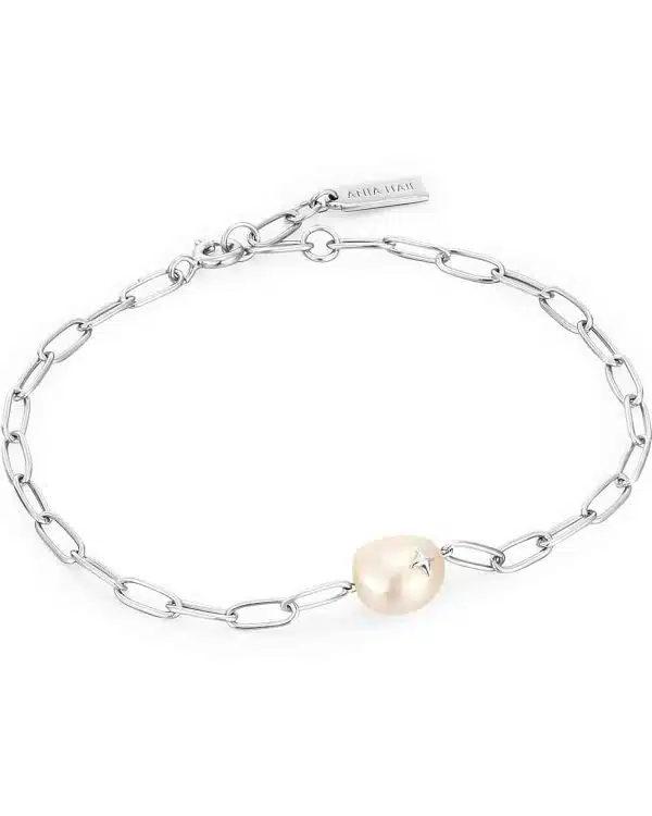 Ania Haie Silver Pearl Sparkle Chunky Chain Bracelet