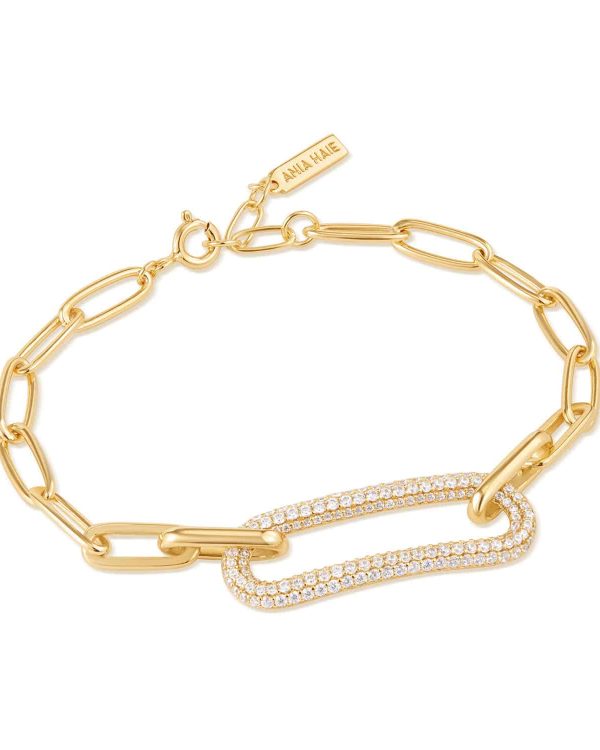 Ania Haie Gold Pavé Link Bracelet