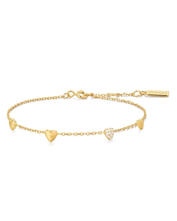 B074-06G ANIA HAIE GOLD PAVE PUFFED HEART BRACELET B074-06G