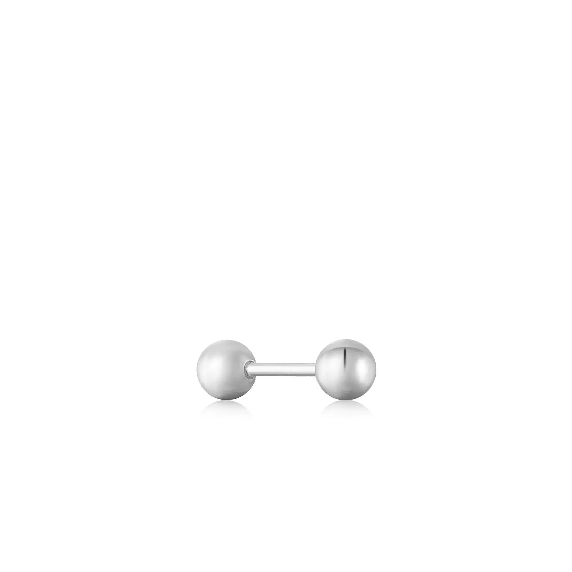 Silver Sphere Barbell Single Earring - Bilde 3