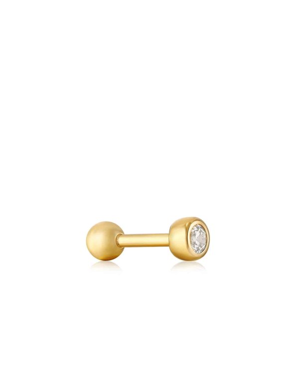 Alternative view of Ania Haie Gold Sparkle Bezel Barbell Single Earring