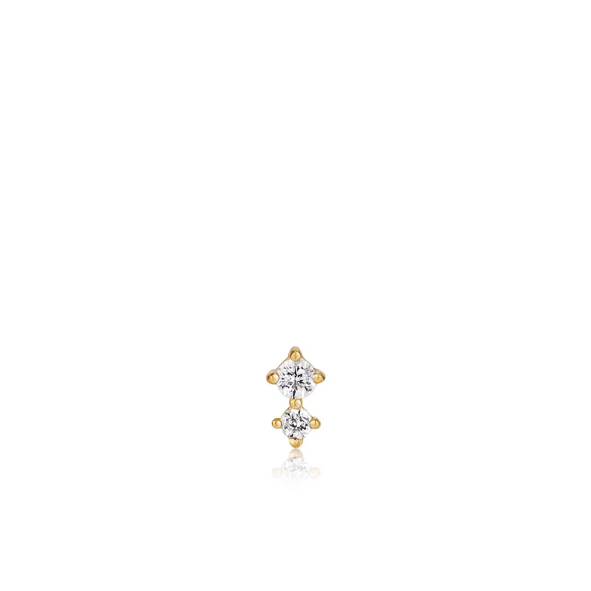 Gold Double Sparkle Barbell Single Earring - Bilde 2