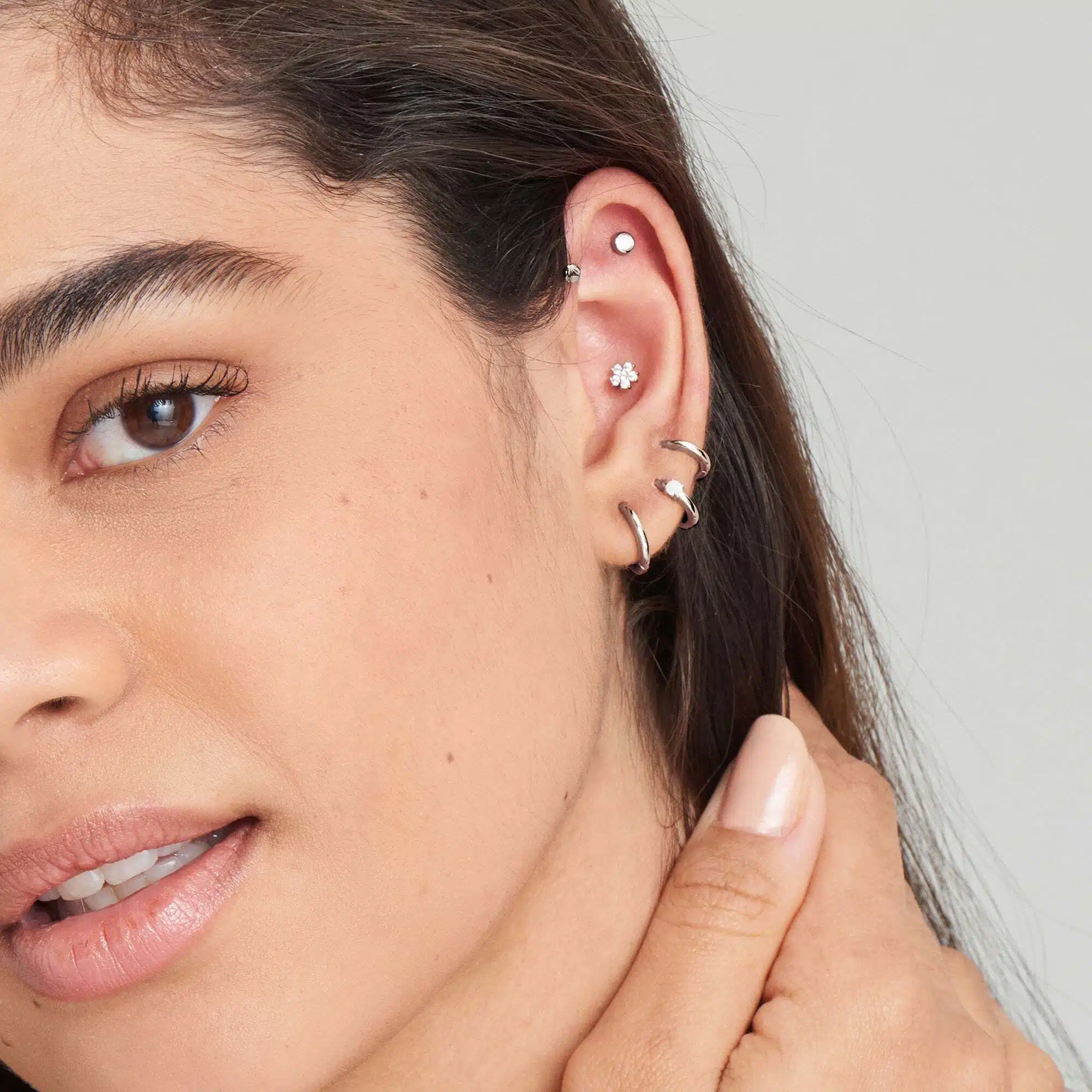 Ania Haie Silver Sparkle Flower Barbell Single Earring - Bilde 3
