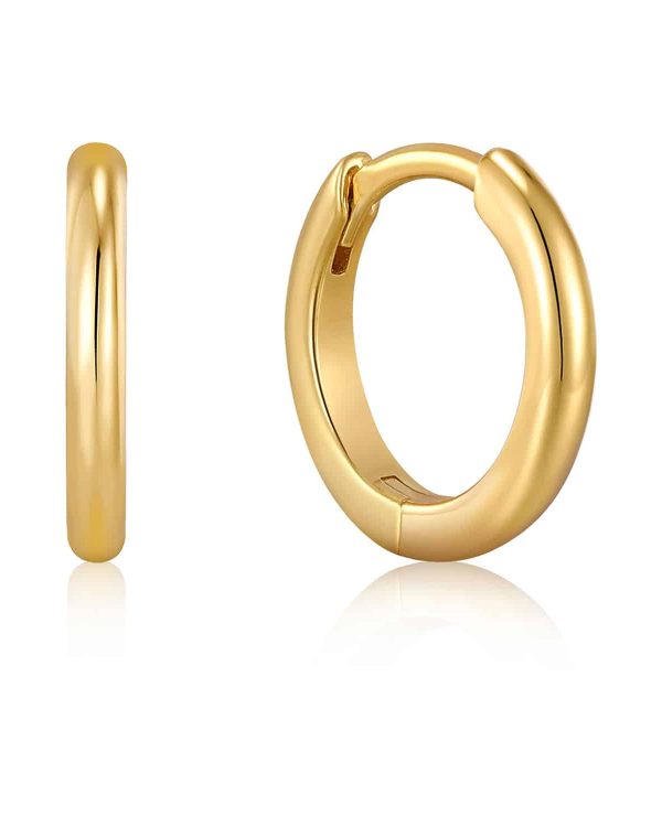 Gold Smooth Huggie Hoop Earrings