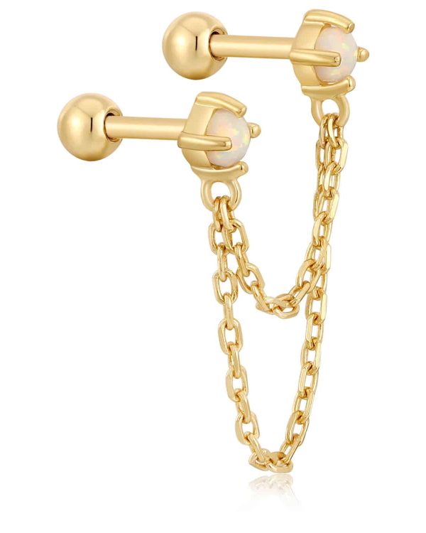 Ania Haie Gold Kyoto Opal Drop Chain Barbell Single Earring