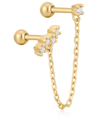 Ania Haie Gold Celestial Drop Chain Barbell Single Earring