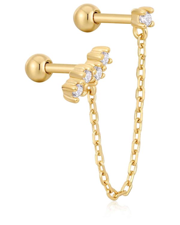 Ania Haie Gold Celestial Drop Chain Barbell Single Earring