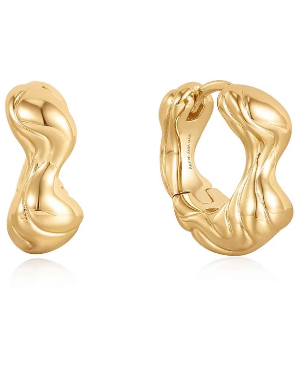 E050-04G ANIA HAIE EARRINGS TWISTED WAVE HOOP E050-04G