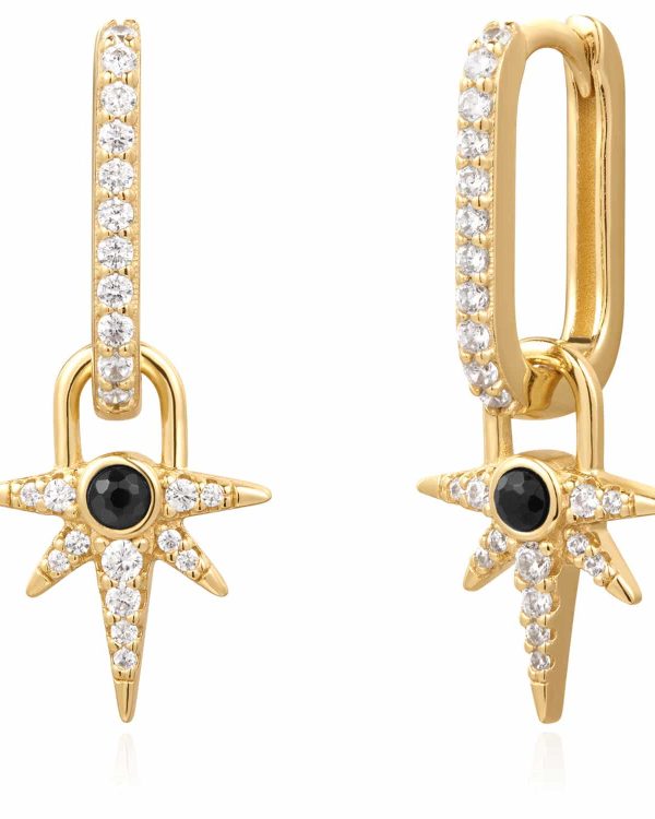 Alternative view of Ania Haie Gold Black Onyx Star Drop Huggies