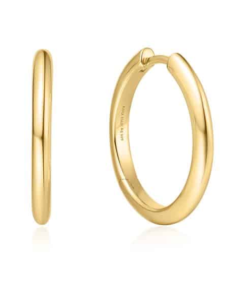 Ania Haie Gold Tube Medium Hoop Earrings