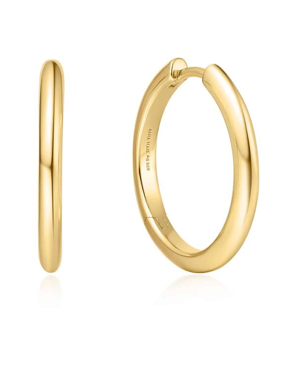 Ania Haie Gold Tube Medium Hoop Earrings